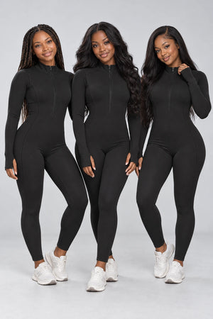 WEARHUB Nylon-Spandex Cloud-Soft Active Jumpsuit — WHZ071 — product, multiracial view