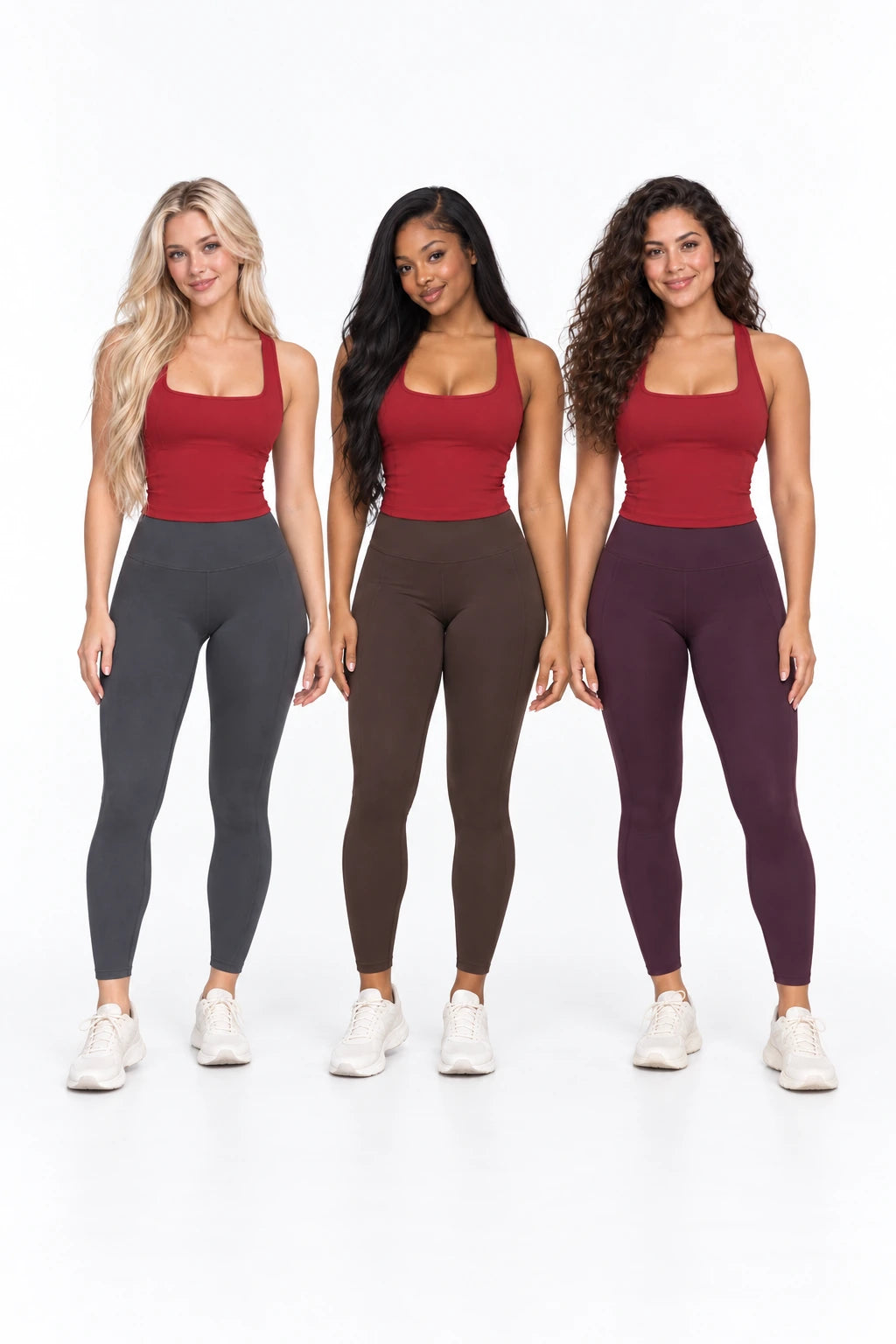 WEARHUB Nylon-Spandex Brushed Active Tank — WHZ073 — product, multiracial view