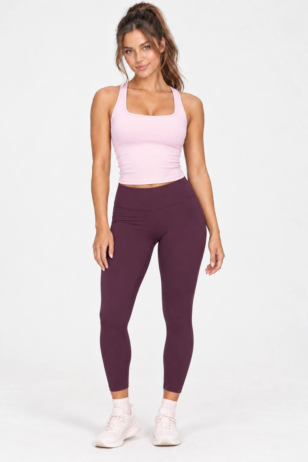 WEARHUB Nylon-Spandex Brushed Active Tank — WHZ073 — Fallen Blossom Pink, color front view