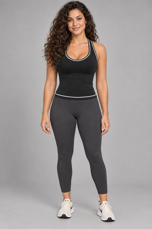 WEARHUB Nylon-Spandex Brushed Active Tank — WHZ074 — Classic Black, front view