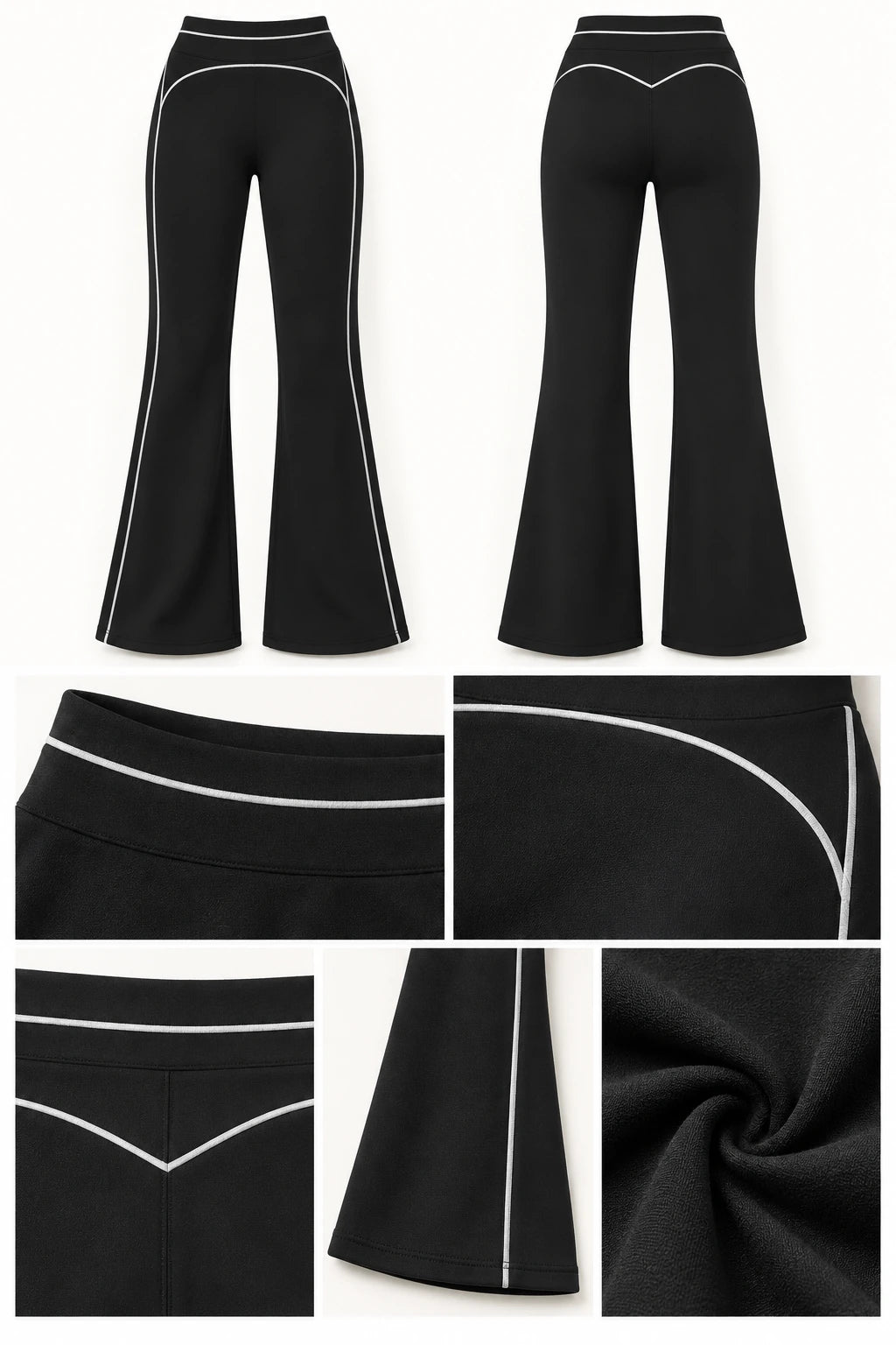 WEARHUB Nylon-Spandex Brushed Flared Yoga Pants — WHZ083 — product, details view