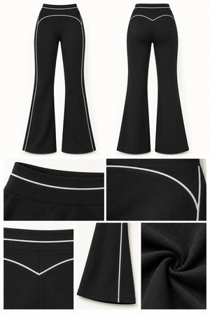 WEARHUB Nylon-Spandex Brushed Flared Yoga Pants — WHZ083 — product, details view