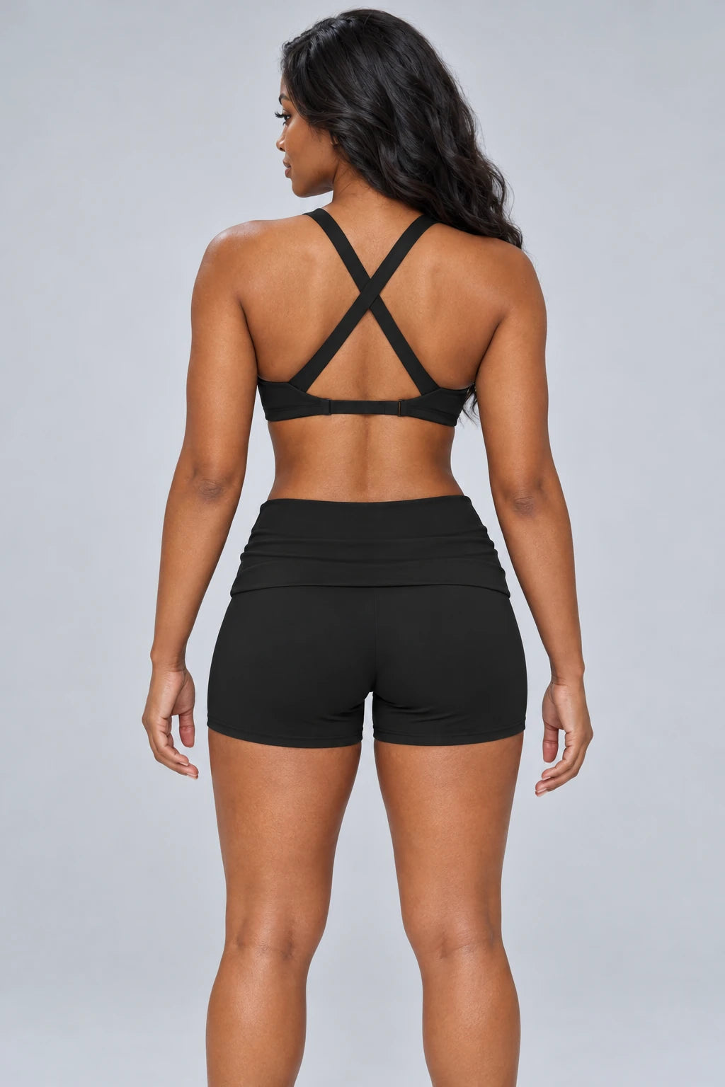 WEARHUB Nylon-Spandex Brushed Active Shorts — WHZ085 — product, back view