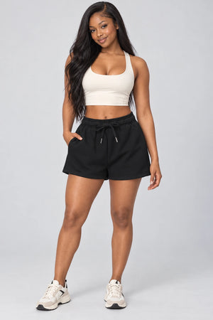 WEARHUB Cotton-Polyester Fleece Sweat Shorts — WHZ089 — Classic Black, front view