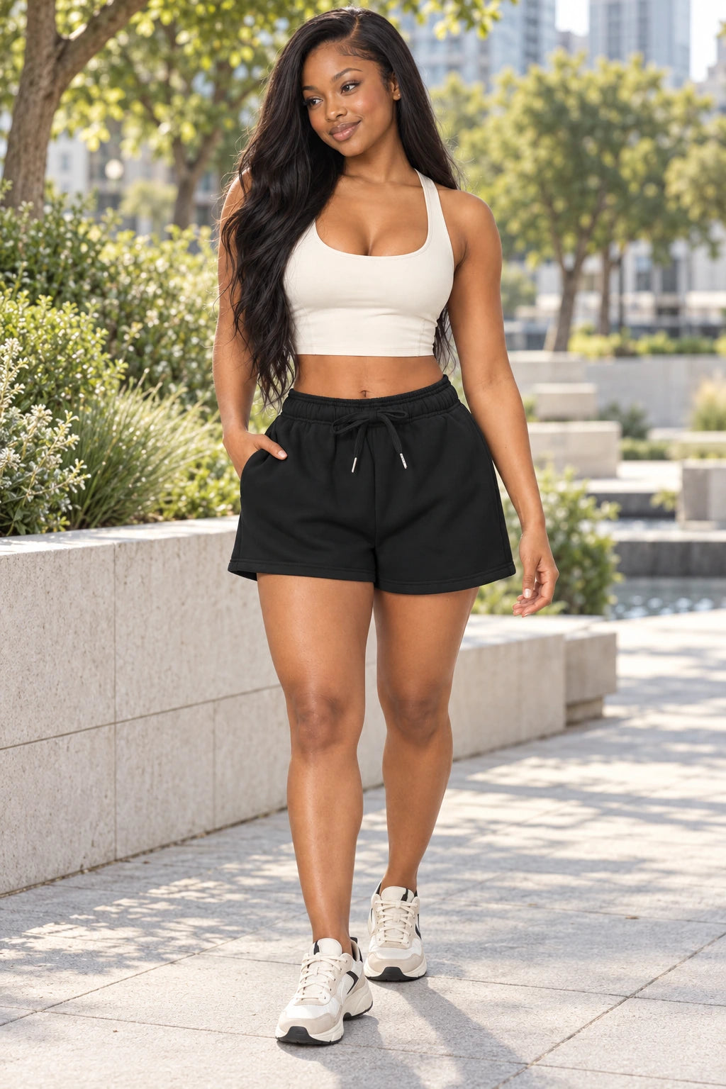 WEARHUB Cotton-Polyester Fleece Sweat Shorts — WHZ089 — product, scene view