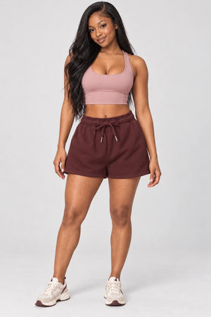 WEARHUB Cotton-Polyester Fleece Sweat Shorts — WHZ089 — Wine Red, color front view