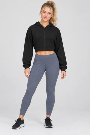 WEARHUB Cotton-Polyester Fleece Active Jacket — WHZ090 — Classic Black, front view