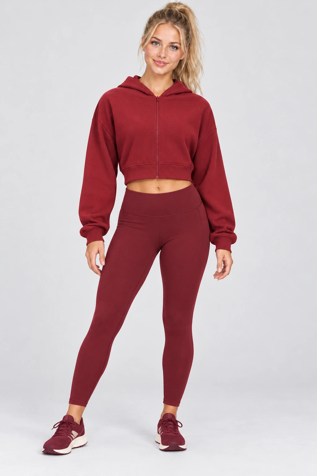 WEARHUB Cotton-Polyester Fleece Active Jacket — WHZ090 — Cherry Red, color front view