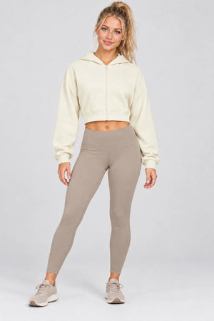 WEARHUB Cotton-Polyester Fleece Active Jacket — WHZ090 — Cream White, color front view