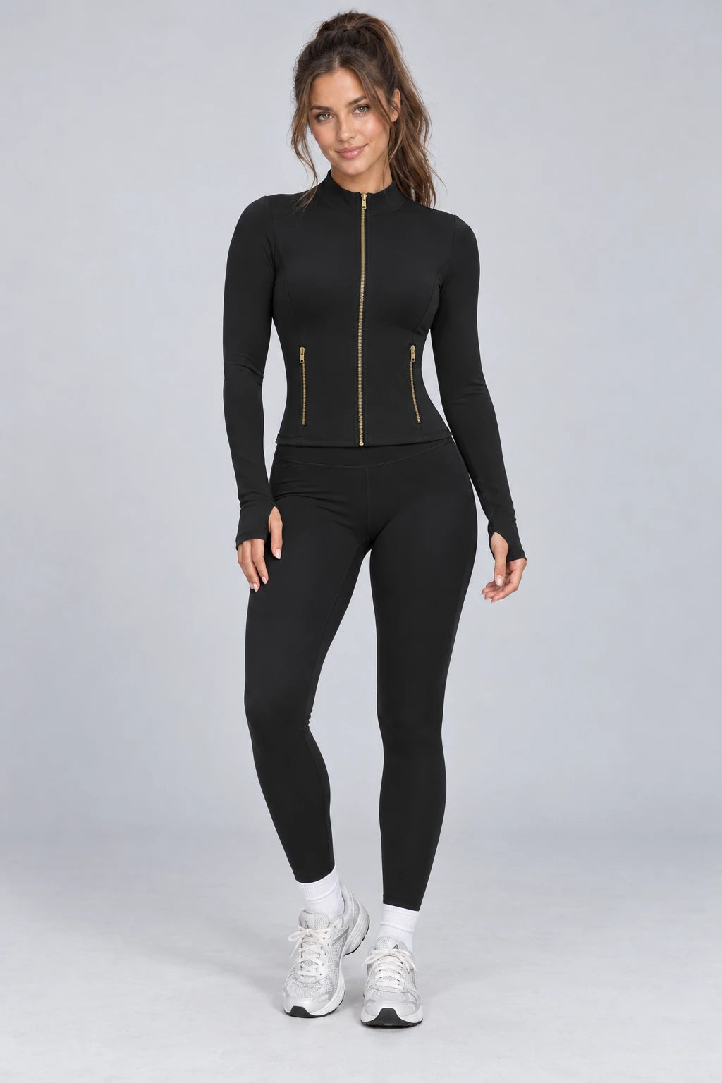 WEARHUB Nylon-Spandex Brushed Active Jacket — WHZ091 — Black, front view