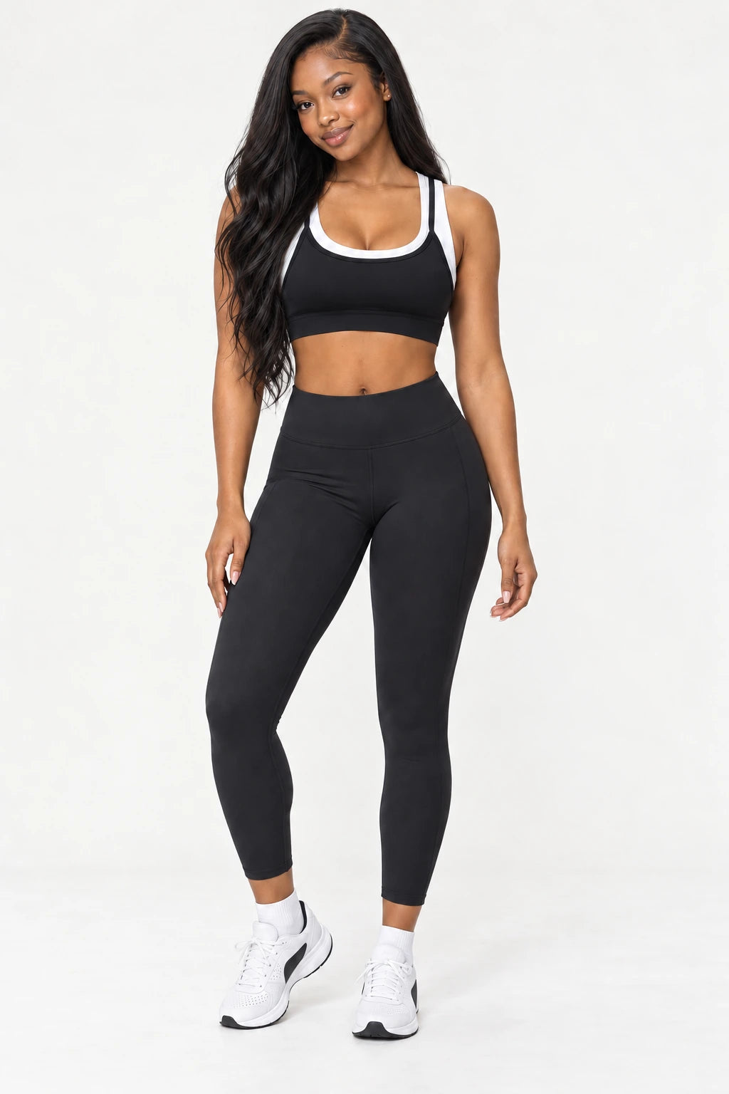 WEARHUB Nylon-Spandex Barely-There Sports Bra — WHZ094 — Classic Black, front view