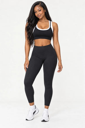 WEARHUB Nylon-Spandex Barely-There Sports Bra — WHZ094 — Classic Black, front view