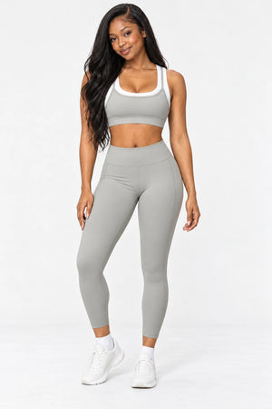 WEARHUB Nylon-Spandex Barely-There Sports Bra — WHZ094 — Clay Grey, color front view