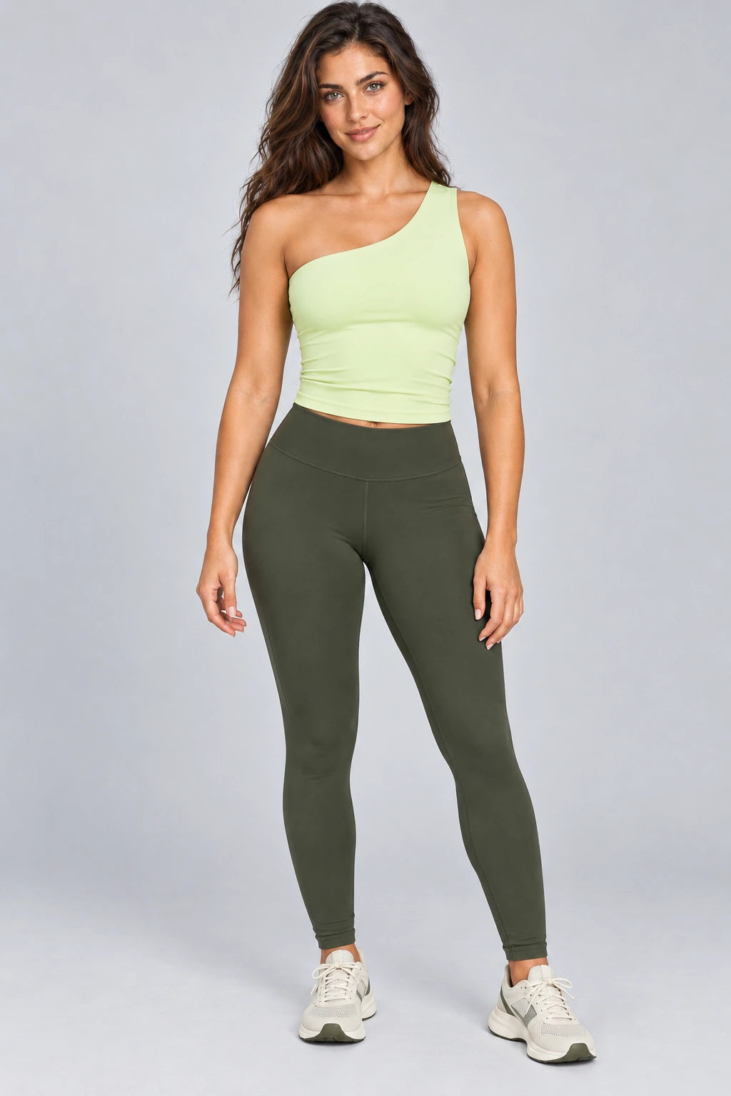 WEARHUB Nylon-Spandex Cloud-Soft Active Tank — WHZ096 — Pale Yellow Green, color front view