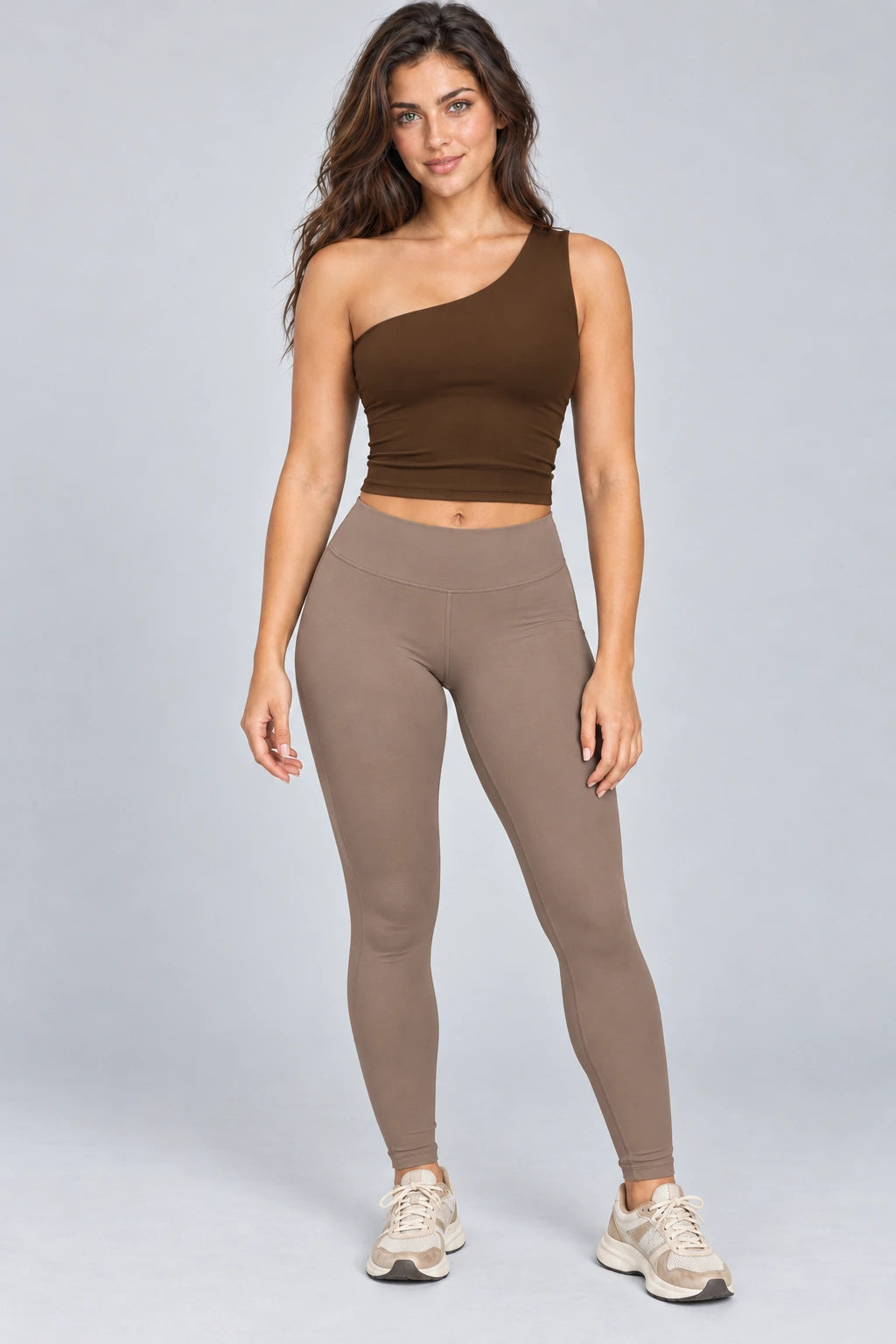 WEARHUB Nylon-Spandex Cloud-Soft Active Tank — WHZ096 — Birch Tea Brown, color front view