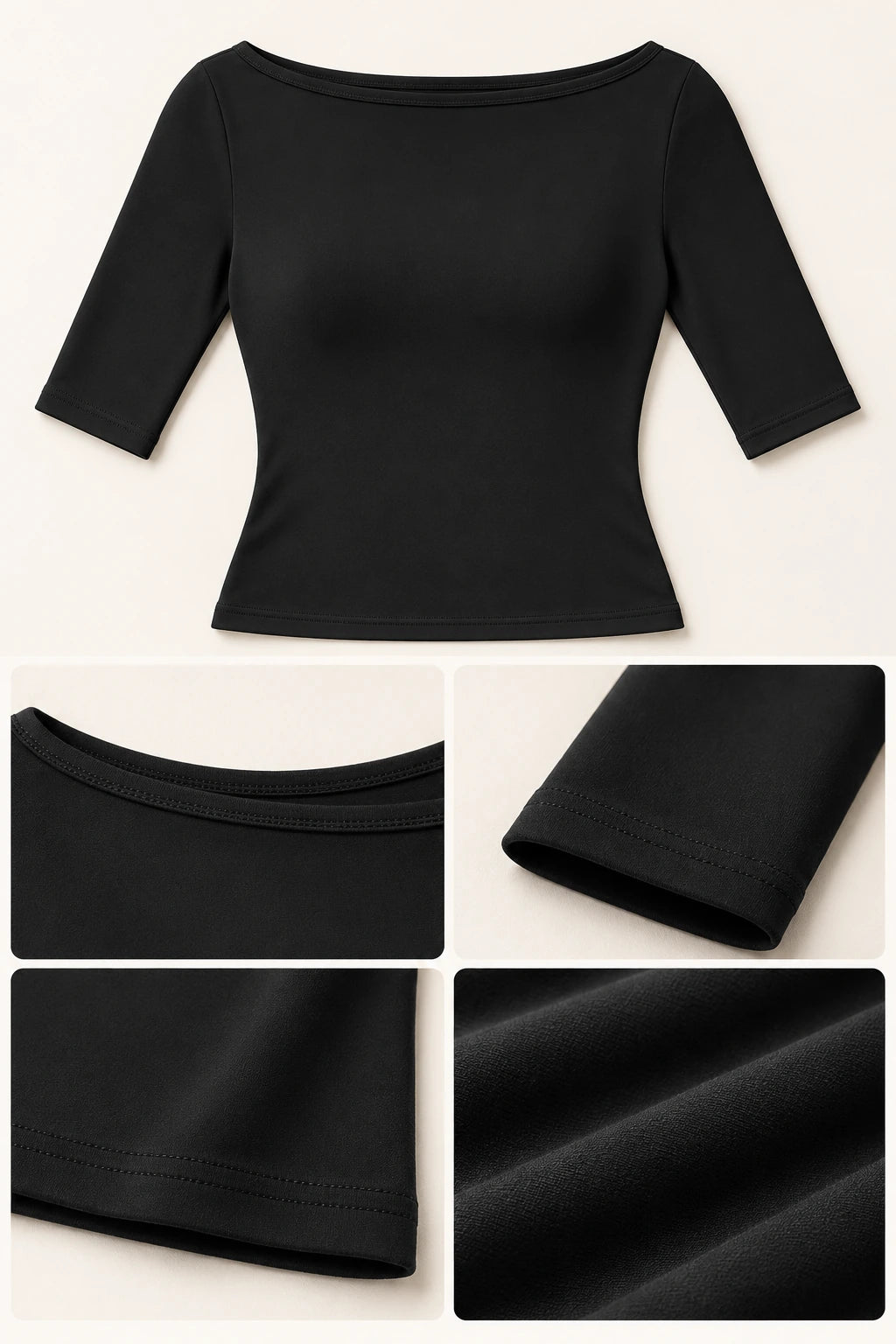 WEARHUB Nylon-Spandex Brushed Mid-Sleeve Active Top — WHZ097 — product, details view