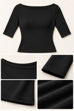 WEARHUB Nylon-Spandex Brushed Mid-Sleeve Active Top — WHZ097 — product, details view