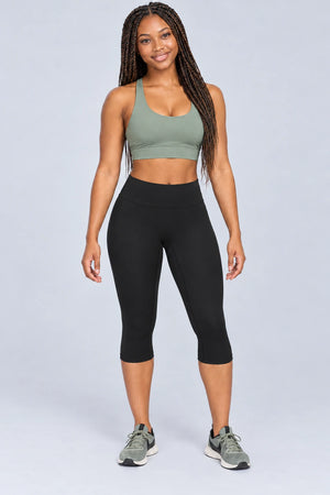 WEARHUB Nylon-Spandex Brushed Mid-Length Active Shorts — WHZ098 — Classic Black, front view