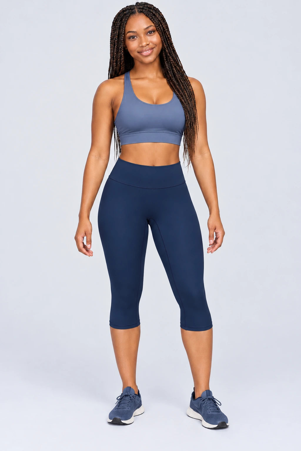 WEARHUB Nylon-Spandex Brushed Mid-Length Active Shorts — WHZ098 — Emblem Blue, color front view