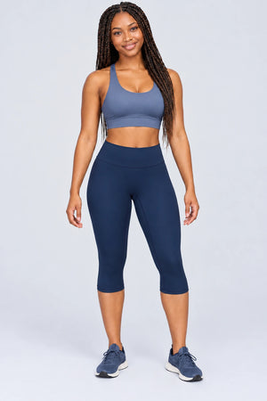 WEARHUB Nylon-Spandex Brushed Mid-Length Active Shorts — WHZ098 — Emblem Blue, color front view