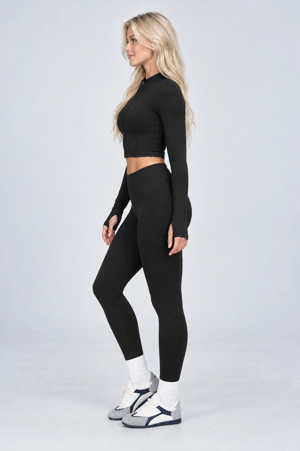 WEARHUB Nylon-Spandex Seamless Active Jacket — WHZ099 — product, side view