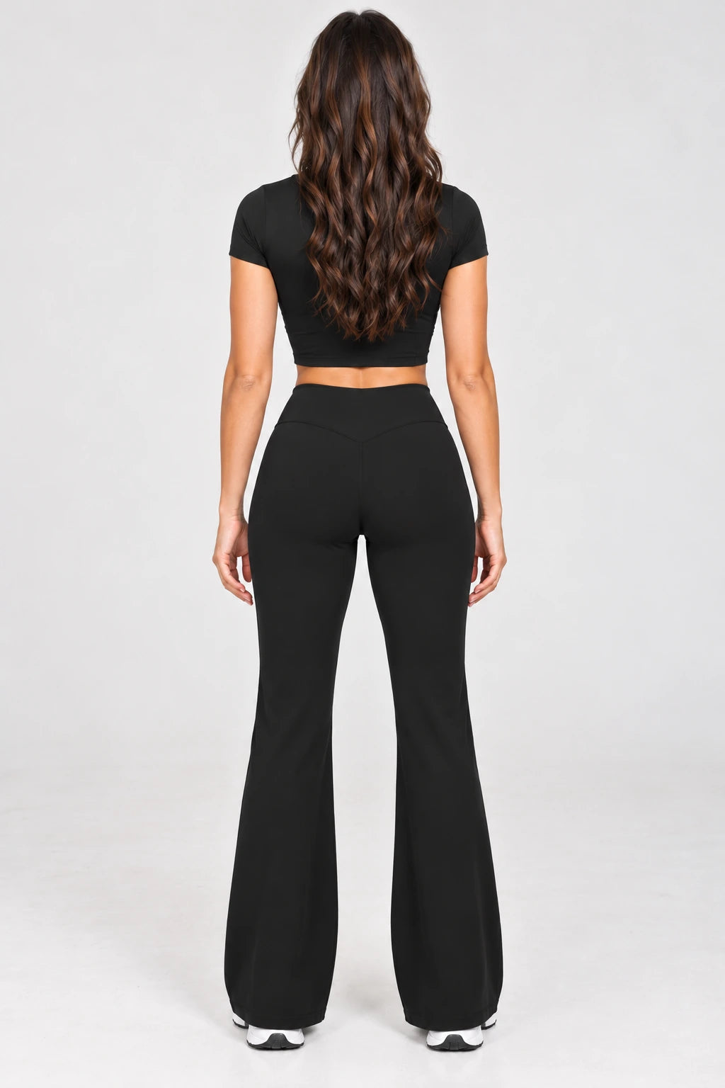 WEARHUB Nylon-Spandex Brushed Flared Yoga Pants — WHZ100 — product, back view