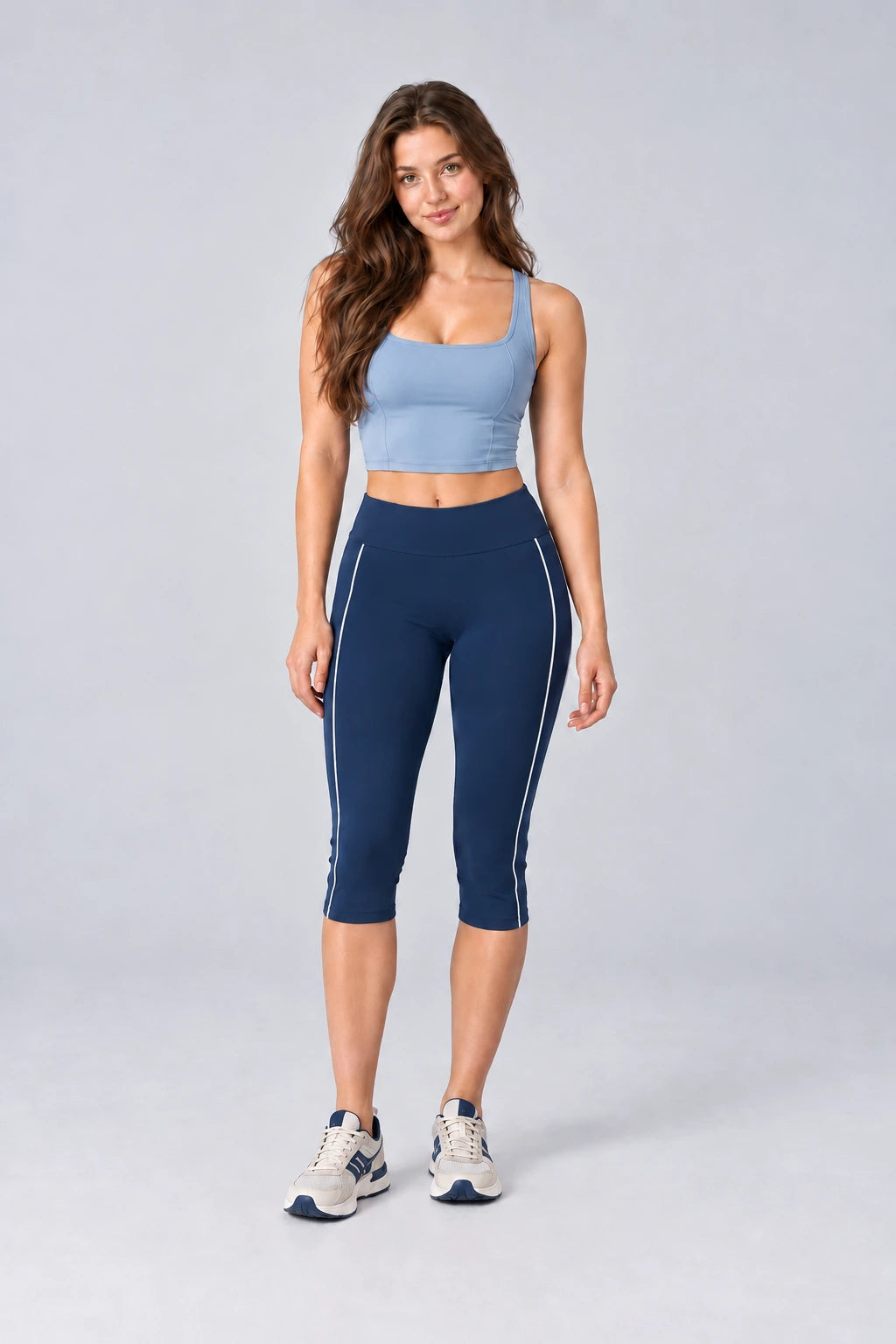 WEARHUB Nylon-Spandex Brushed Mid-Length Active Shorts — WHZ101 — Emblem Blue, color front view