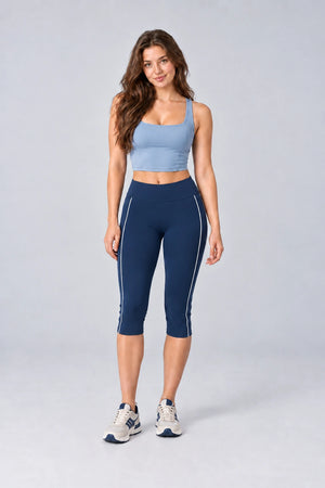 WEARHUB Nylon-Spandex Brushed Mid-Length Active Shorts — WHZ101 — Emblem Blue, color front view