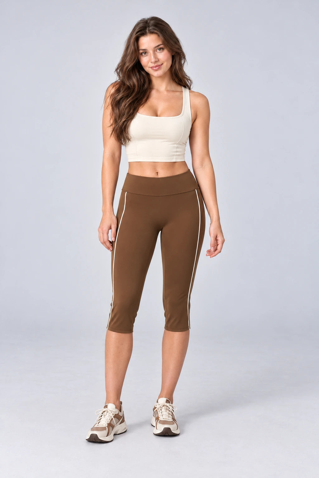 WEARHUB Nylon-Spandex Brushed Mid-Length Active Shorts — WHZ101 — Chestnut Tea Brown, color front view