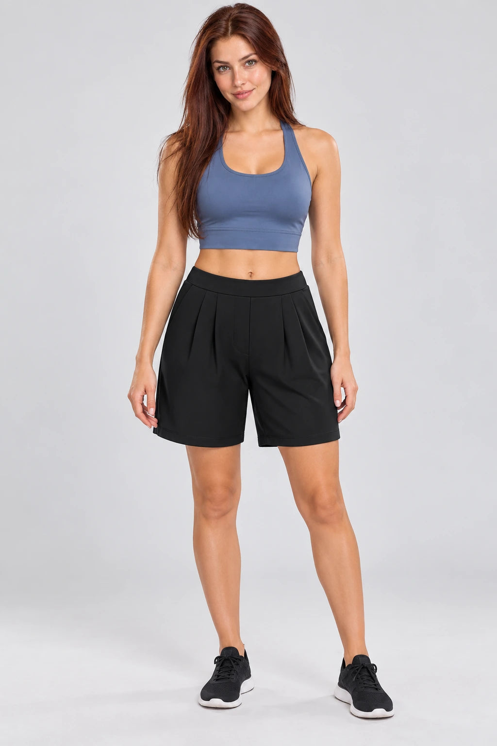WEARHUB Nylon-Spandex Brushed Active Shorts — WHZ105 — Classic Black, front view