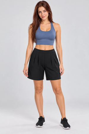 WEARHUB Nylon-Spandex Brushed Active Shorts — WHZ105 — Classic Black, front view