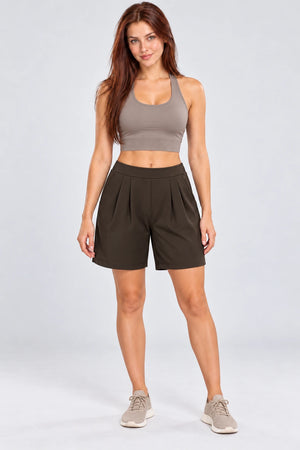 WEARHUB Nylon-Spandex Brushed Active Shorts — WHZ105 — Black Coffee, color front view