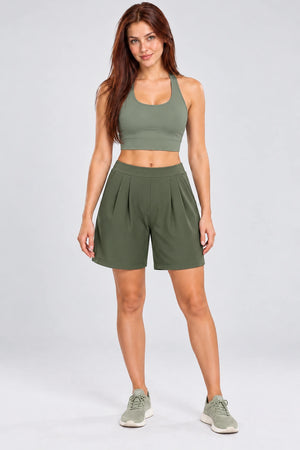 WEARHUB Nylon-Spandex Brushed Active Shorts — WHZ105 — Forest Green, color front view