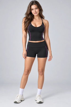 WEARHUB Nylon-Spandex Stretch Active Shorts — WHZ106 — Classic Black, front view