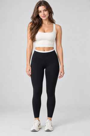 WEARHUB Nylon-Spandex Barely-There Yoga Leggings — WHZ107 — Classic Black, front view