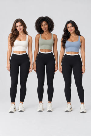 WEARHUB Nylon-Spandex Barely-There Yoga Leggings — WHZ107 — product, multiracial view