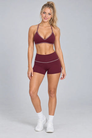 WEARHUB Nylon-Spandex Brushed Active Shorts — WHZ108 — Burgundy, front view