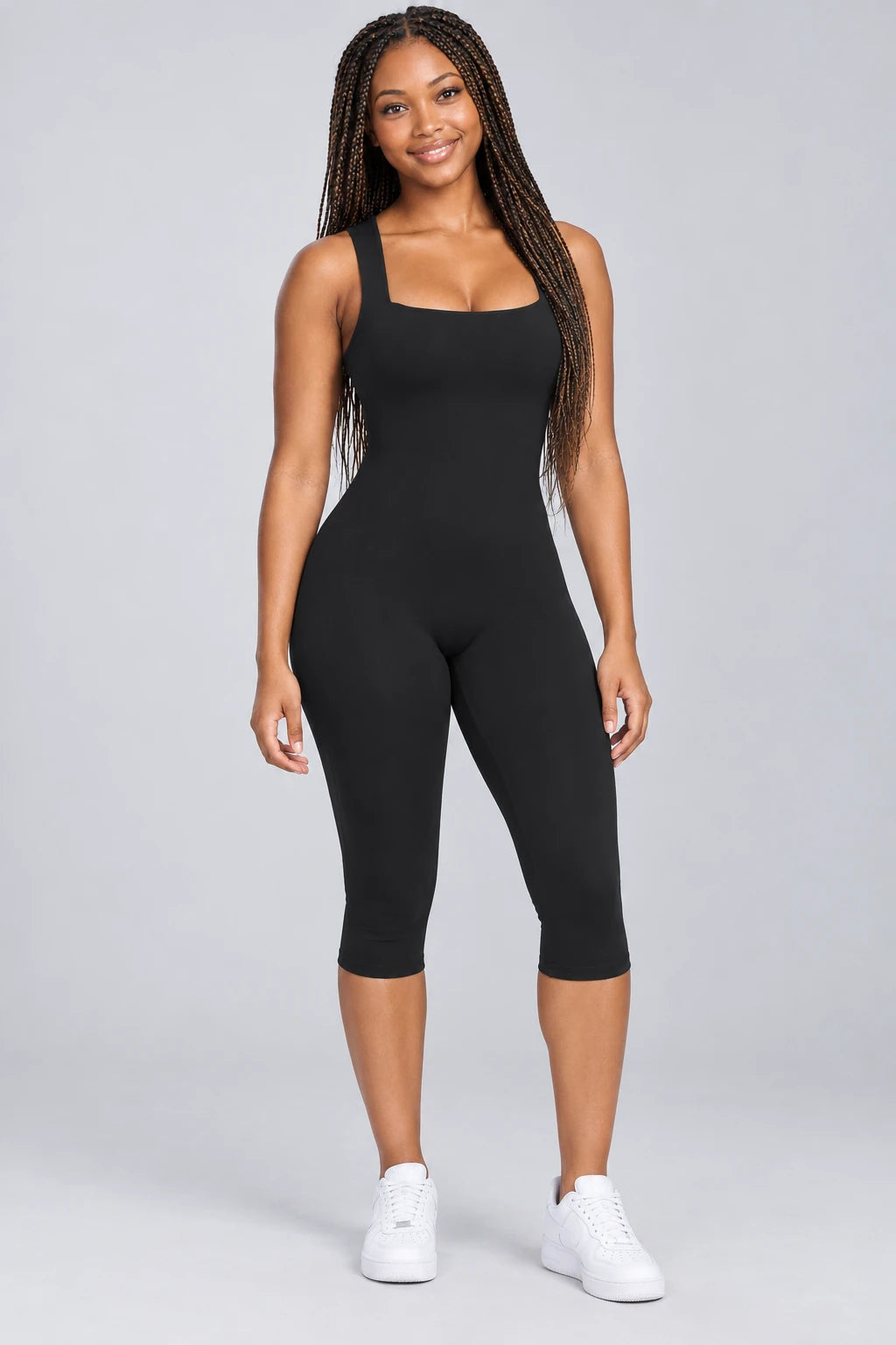 WEARHUB Nylon-Spandex Barely-There Active Jumpsuit — WHZ110 — Classic Black, front view
