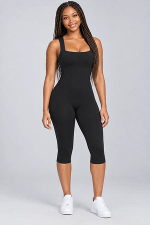 WEARHUB Nylon-Spandex Barely-There Active Jumpsuit — WHZ110 — Classic Black, front view