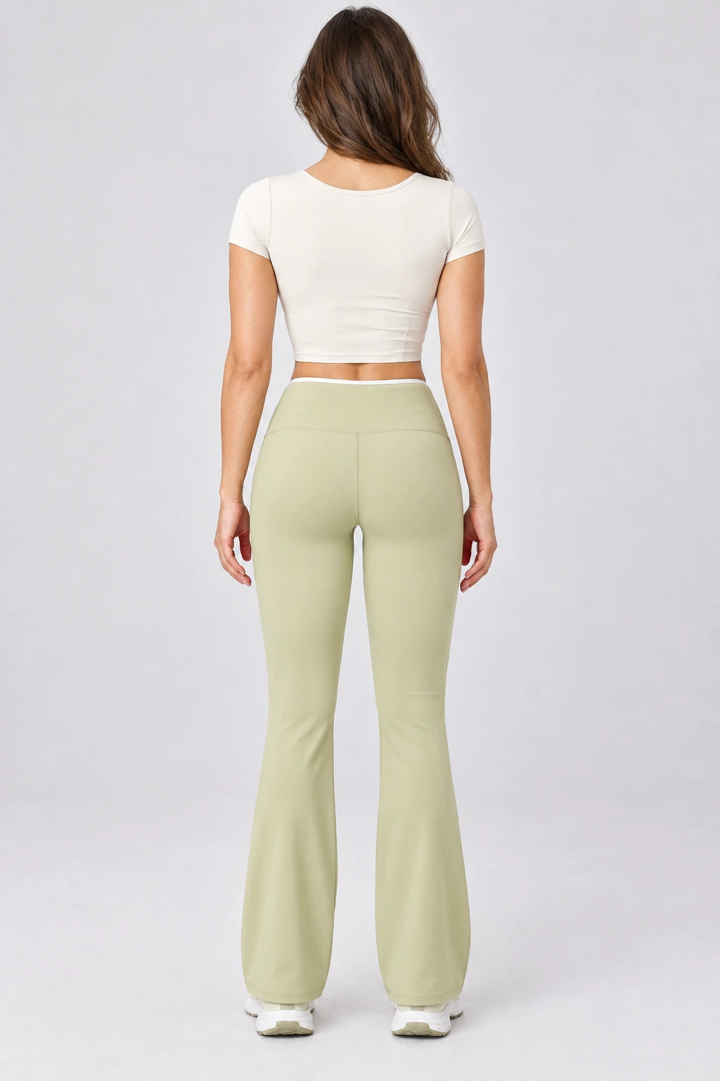 WEARHUB Nylon-Spandex Barely-There Flared Yoga Pants — WHZ111 — product, back view