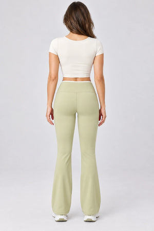 WEARHUB Nylon-Spandex Barely-There Flared Yoga Pants — WHZ111 — product, back view