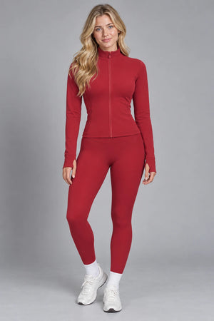 WEARHUB Nylon-Spandex Seamless Active Jacket — WHZ115 — Frosted Rouge Colour, front view