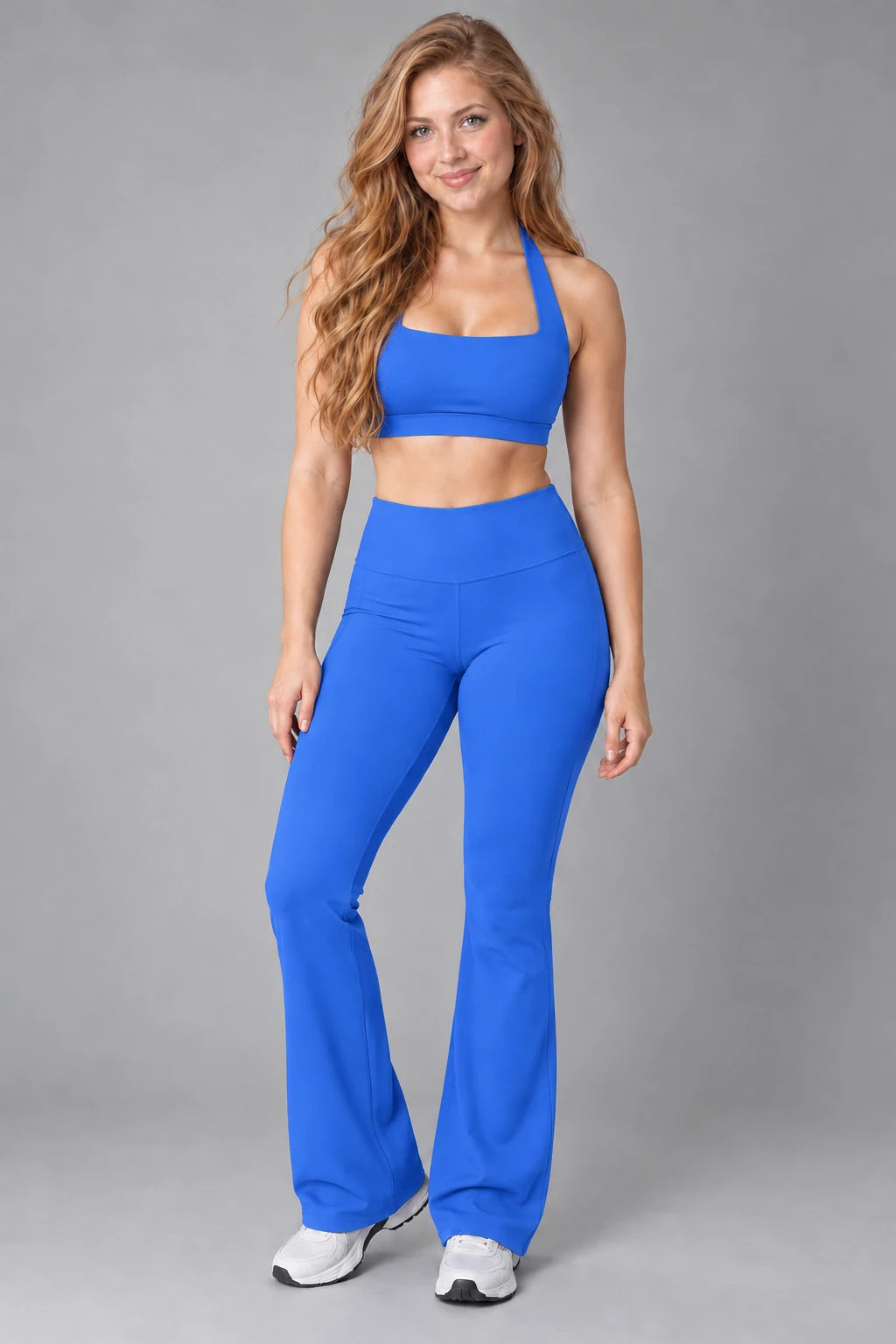 WEARHUB Nylon-Spandex Cloud-Soft Sports Bra — WHZ117 — Cloisonne Blue, color front view