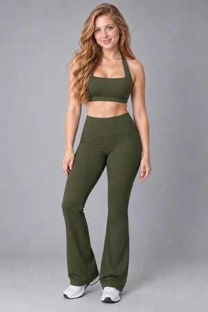 WEARHUB Nylon-Spandex Cloud-Soft Sports Bra — WHZ117 — Vine Green, color front view