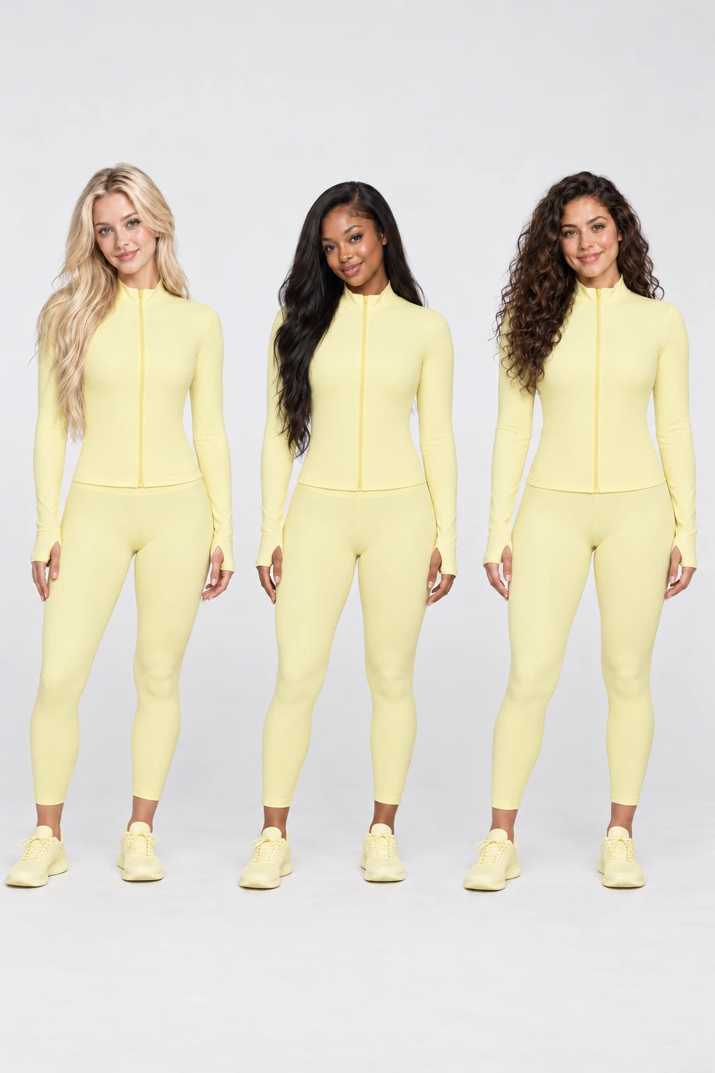 WEARHUB Nylon-Spandex Barely-There Long-Sleeve Active Top — WHZ126 — product, multiracial view