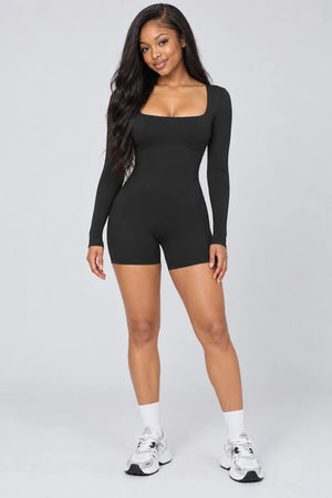 WEARHUB Nylon-Spandex Barely-There Active Dress — WHZ128 — Classic Black, front view