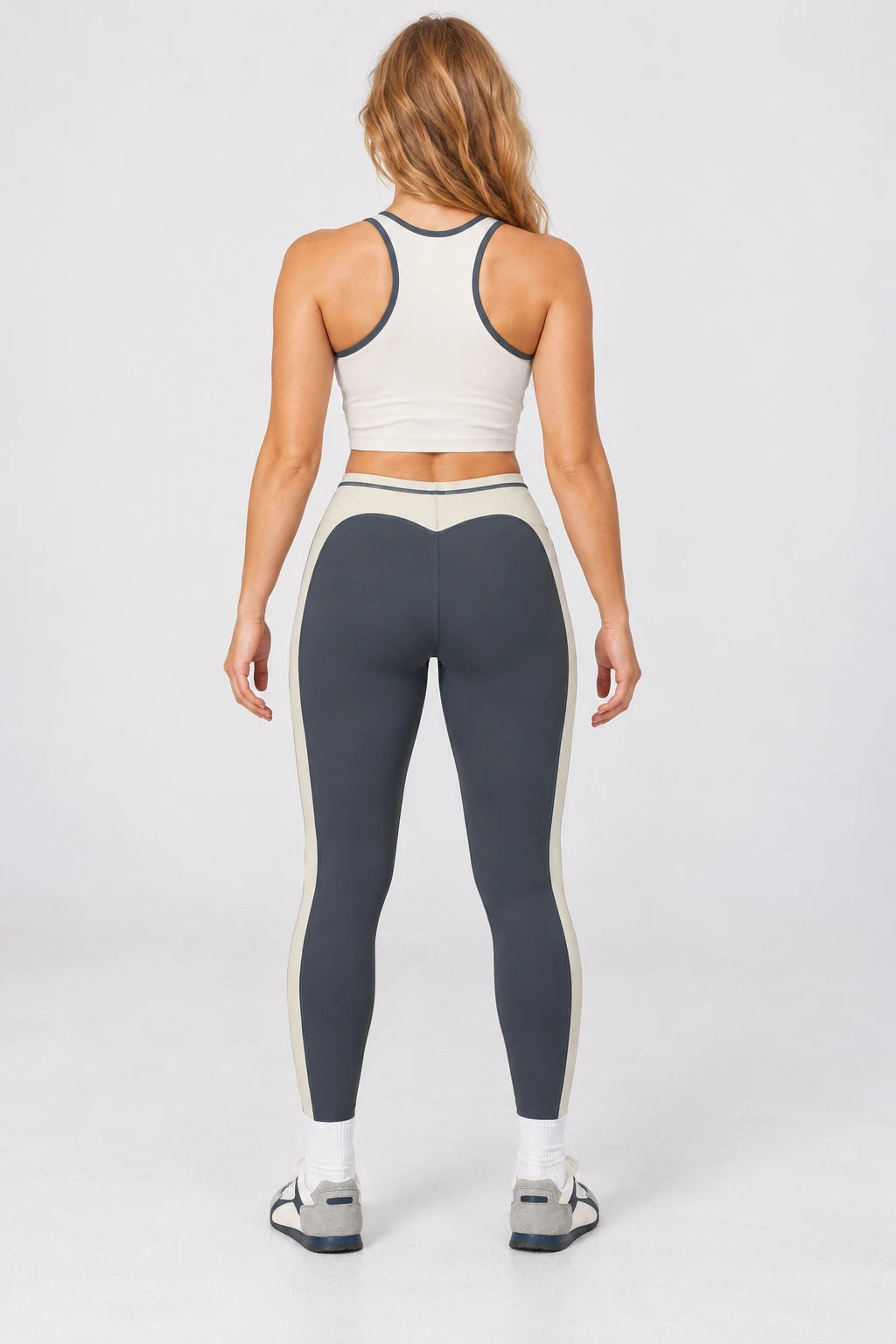 WEARHUB Nylon-Spandex Color-Block Barely-There Yoga Leggings — WHZ129 — product, back view