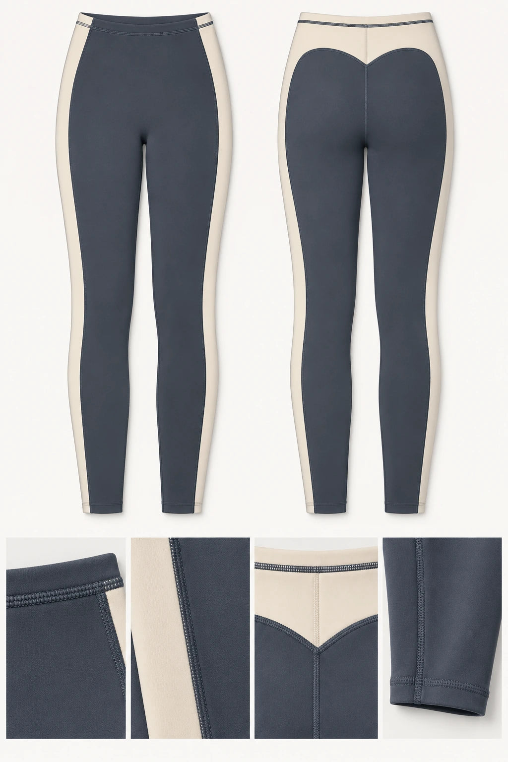WEARHUB Nylon-Spandex Color-Block Barely-There Yoga Leggings — WHZ129 — product, details view