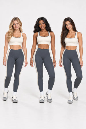 WEARHUB Nylon-Spandex Color-Block Barely-There Yoga Leggings — WHZ129 — product, multiracial view