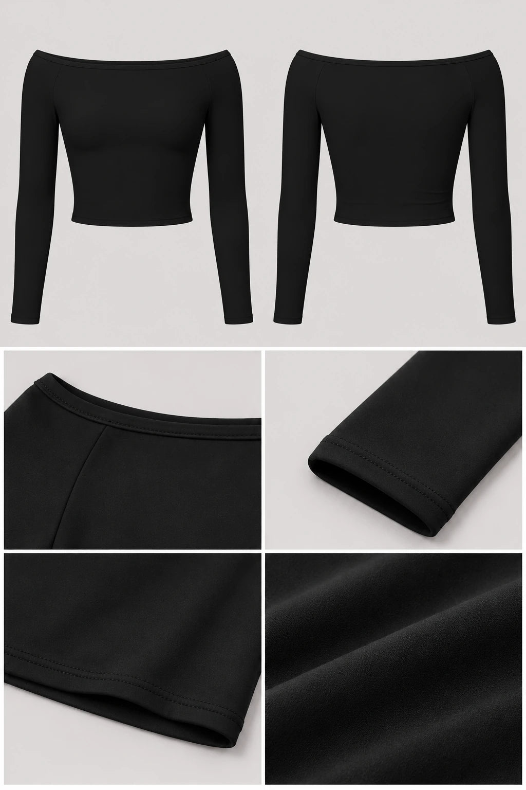 WEARHUB Nylon-Spandex Brushed Long-Sleeve Active Top — WHZ131 — product, details view